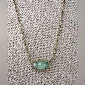 Kendra Scott Elisa Necklace Aqua Chalcedony Silver Tone w/ Pouch